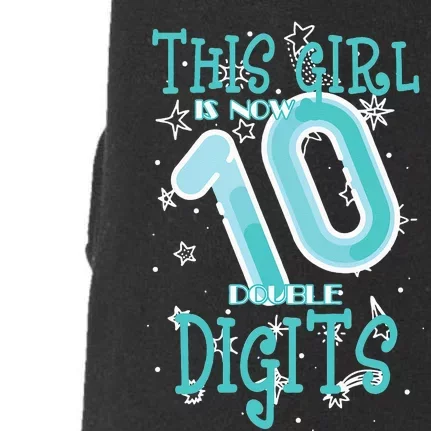 10th Birthday Design Is Now 10 Double Digits 10 Years Doggie 3-End Fleece Hoodie