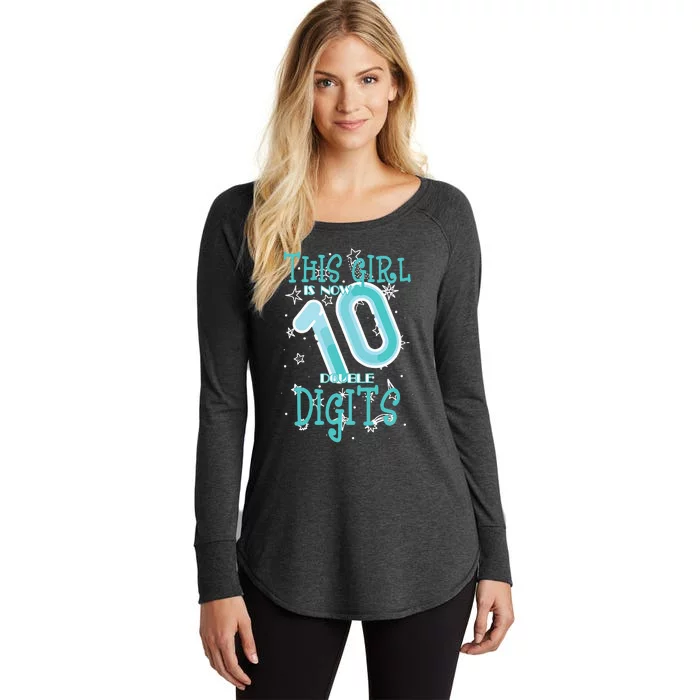 10th Birthday Design Is Now 10 Double Digits 10 Years Women's Perfect Tri Tunic Long Sleeve Shirt