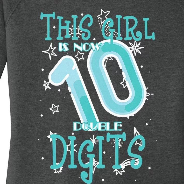 10th Birthday Design Is Now 10 Double Digits 10 Years Women's Perfect Tri Tunic Long Sleeve Shirt