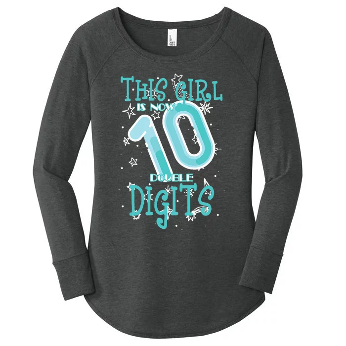 10th Birthday Design Is Now 10 Double Digits 10 Years Women's Perfect Tri Tunic Long Sleeve Shirt