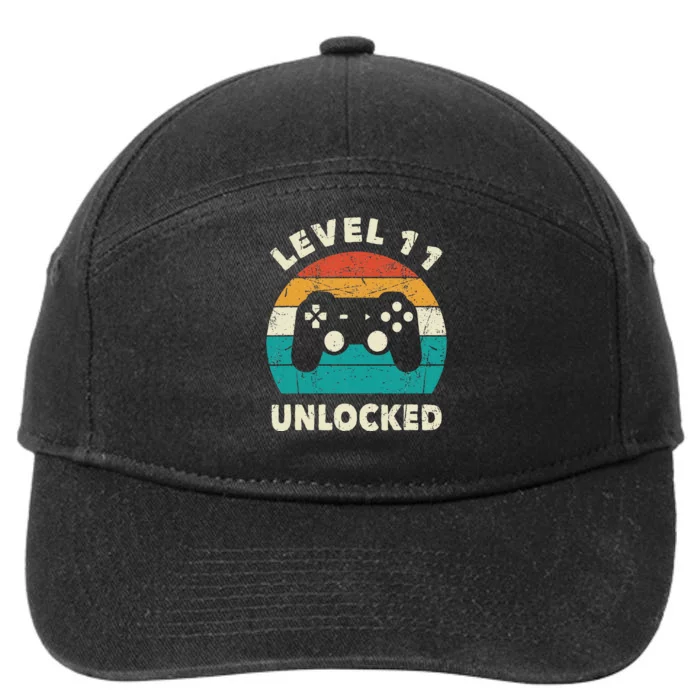 11th Birthday Decoration Gift Level 11 Unlocked Video Gamer 7-Panel Snapback Hat