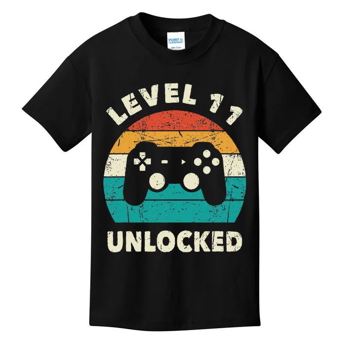 11th Birthday Decoration Gift Level 11 Unlocked Video Gamer Kids T-Shirt
