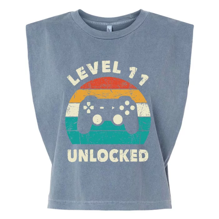 11th Birthday Decoration Gift Level 11 Unlocked Video Gamer Garment-Dyed Women's Muscle Tee