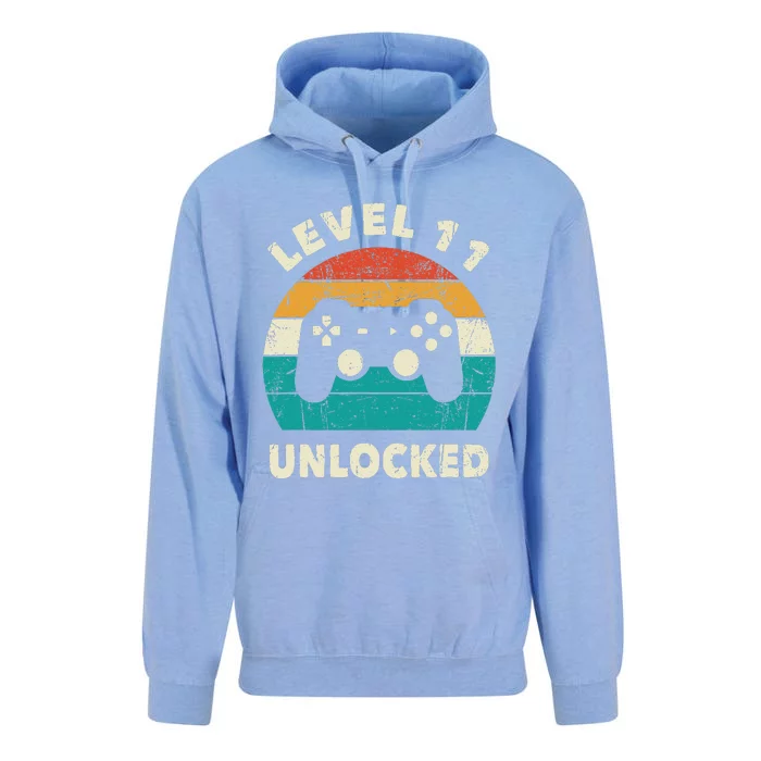 11th Birthday Decoration Gift Level 11 Unlocked Video Gamer Unisex Surf Hoodie