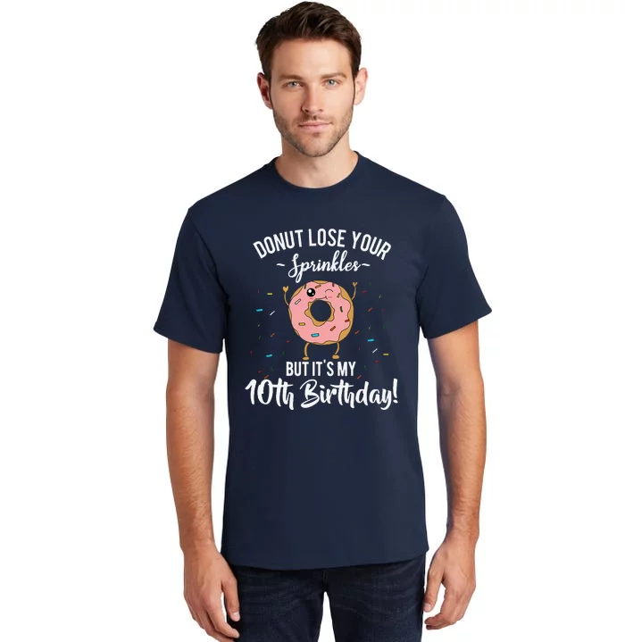 10th Birthday Donut Theme Funny Tenth Cute 10 Years Old Meme Tall T-Shirt