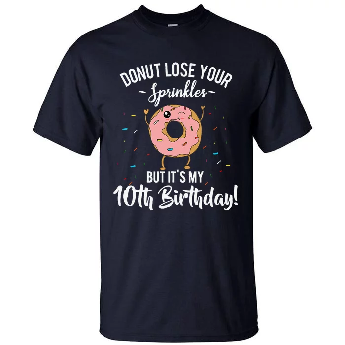 10th Birthday Donut Theme Funny Tenth Cute 10 Years Old Meme Tall T-Shirt