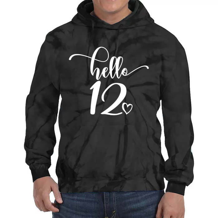 12th Birthday For Hello 12 Cute 12 Years Old Tie Dye Hoodie