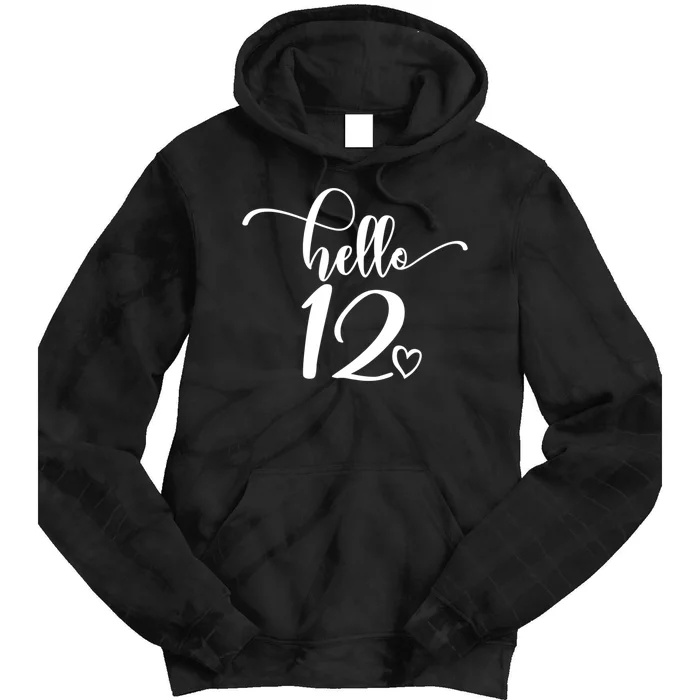 12th Birthday For Hello 12 Cute 12 Years Old Tie Dye Hoodie