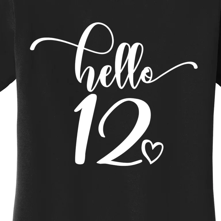 12th Birthday For Hello 12 Cute 12 Years Old Women's T-Shirt