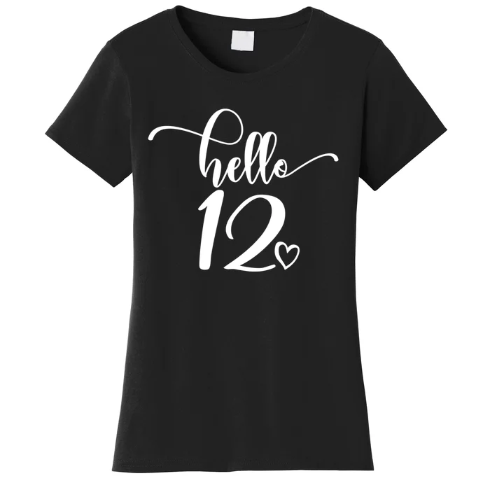 12th Birthday For Hello 12 Cute 12 Years Old Women's T-Shirt