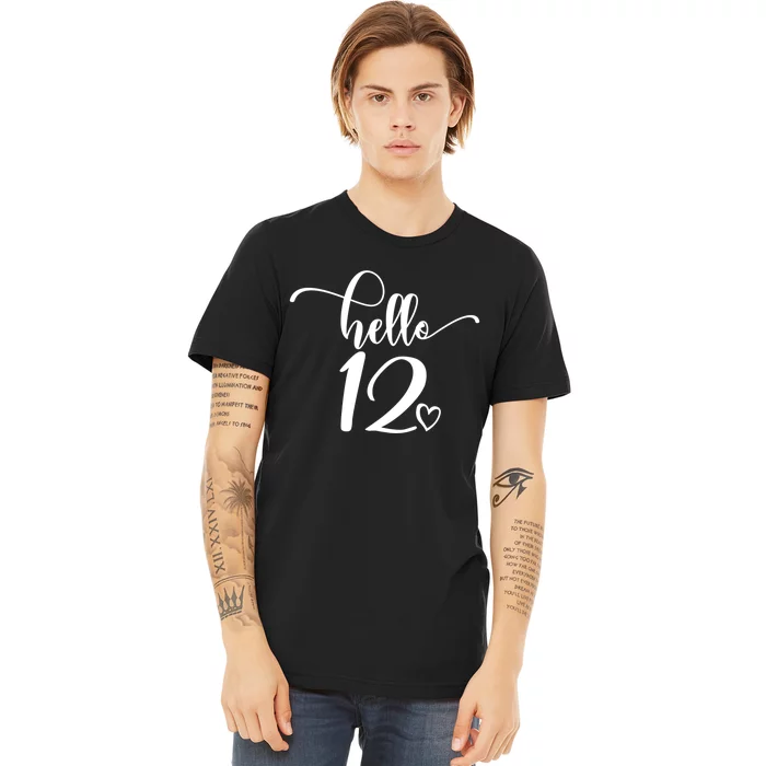 12th Birthday For Hello 12 Cute 12 Years Old Premium T-Shirt