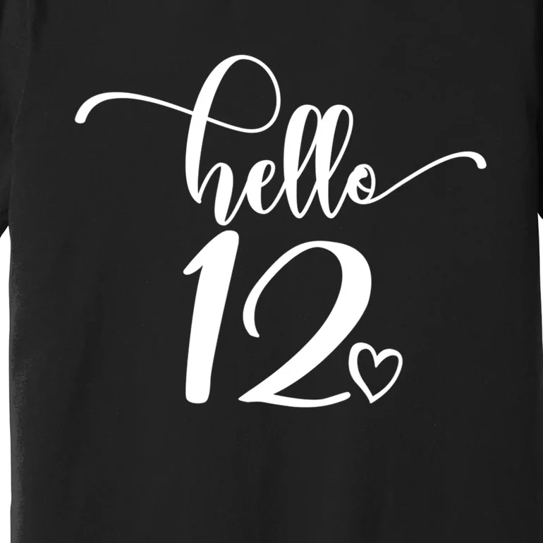 12th Birthday For Hello 12 Cute 12 Years Old Premium T-Shirt