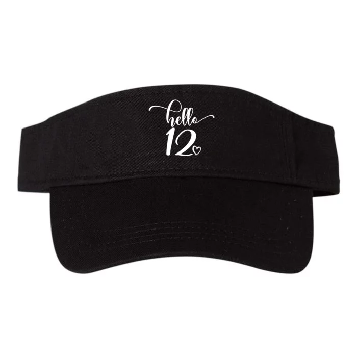 12th Birthday For Hello 12 Cute 12 Years Old Valucap Bio-Washed Visor