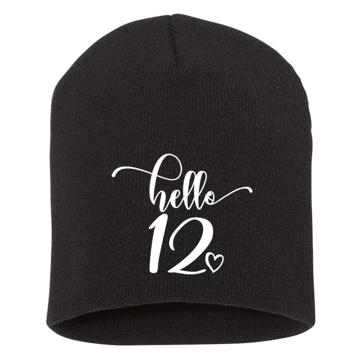 12th Birthday For Hello 12 Cute 12 Years Old Short Acrylic Beanie