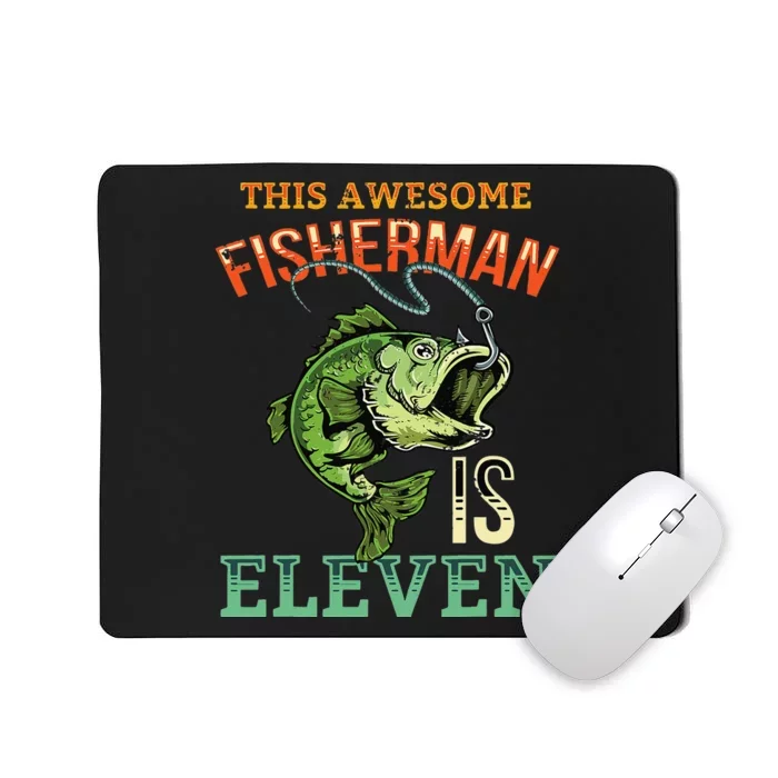 11th Birthday Fishing Gift Awesome Bass Fish Fisherman Mousepad