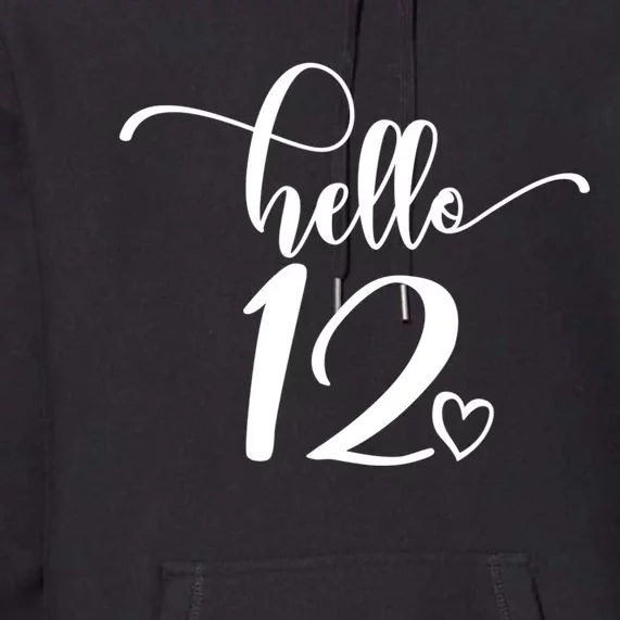 12th Birthday For Hello 12 Cute 12 Years Old Premium Hoodie