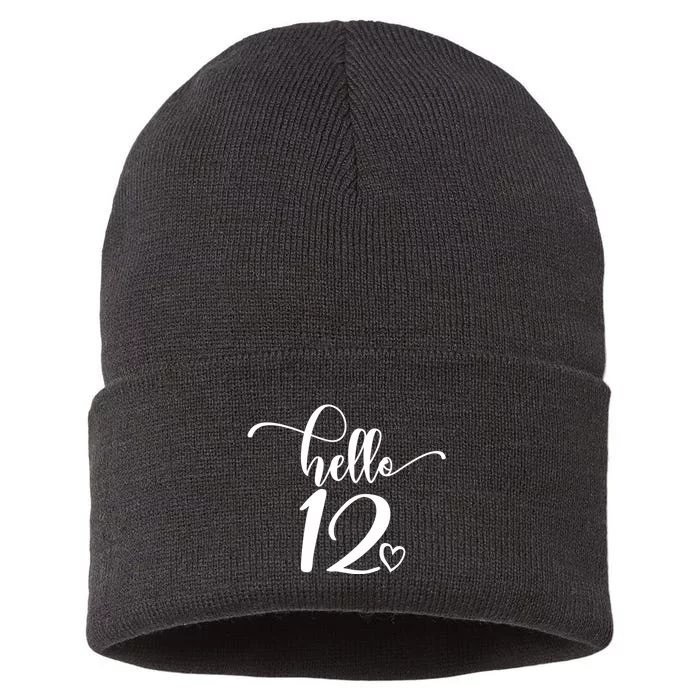 12th Birthday For Hello 12 Cute 12 Years Old Sustainable Knit Beanie