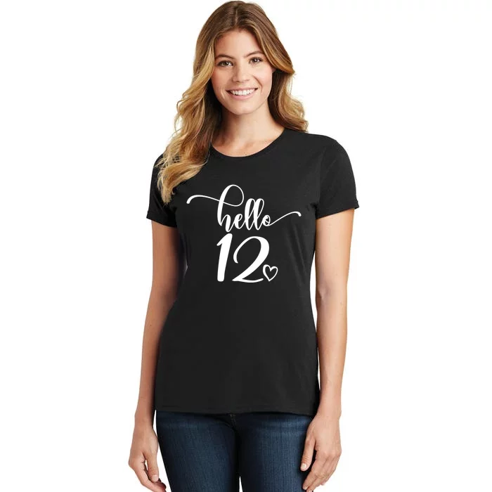 12th Birthday For Hello 12 Cute 12 Years Old Women's T-Shirt