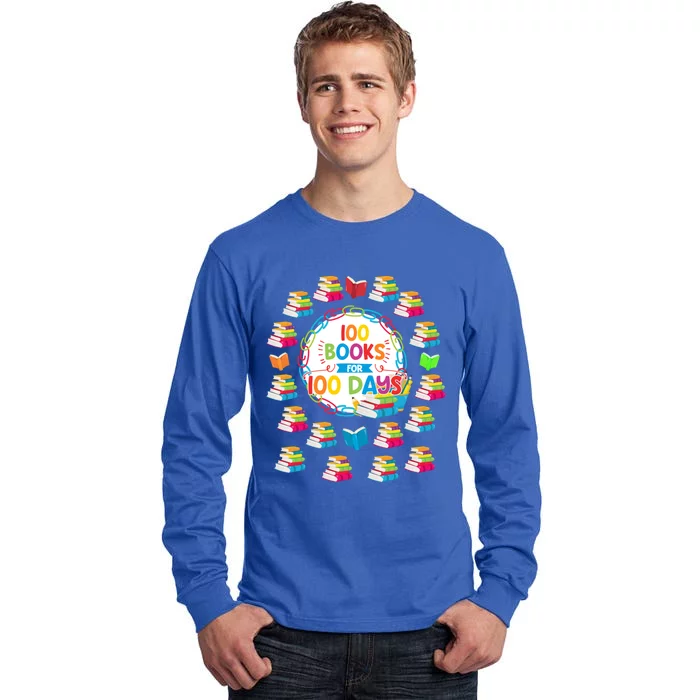 100 Books For 100 Days 100th Day Of School Gift Teacher Meaningful Gift Tall Long Sleeve T-Shirt