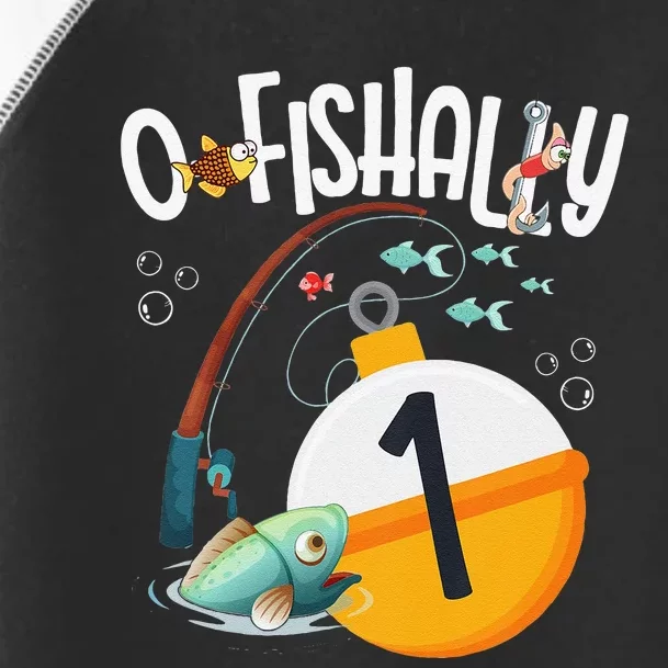 1st Birthday Fishing Theme For And OFishally 1 Toddler Fine Jersey T-Shirt