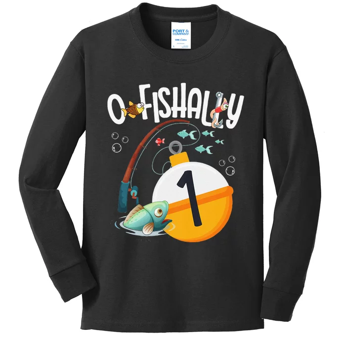 1st Birthday Fishing Theme For And OFishally 1 Kids Long Sleeve Shirt