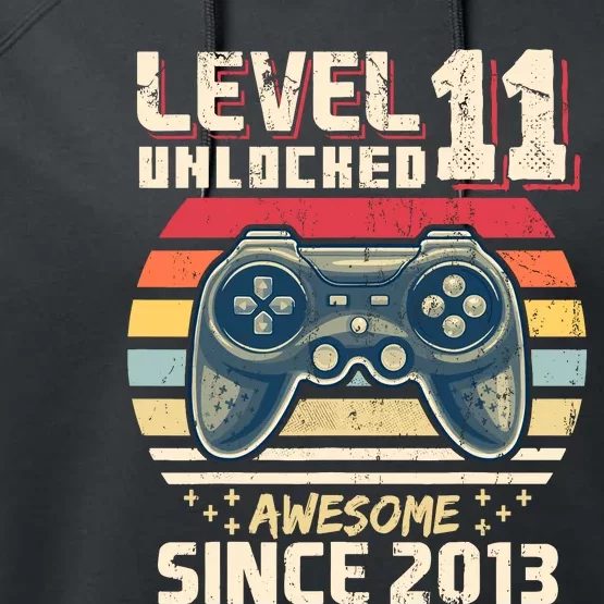 11th Birthday Gamer 11 Year Old Funny Bday Boy Eleven Son Performance Fleece Hoodie