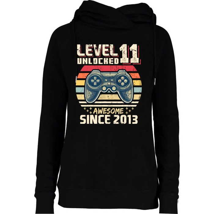 11th Birthday Gamer 11 Year Old Funny Bday Boy Eleven Son Womens Funnel Neck Pullover Hood