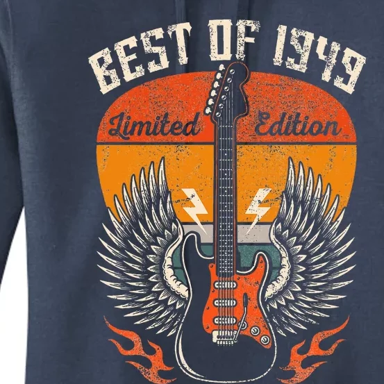 1949 Birthday Gifts Guitar Lovers Women's Pullover Hoodie