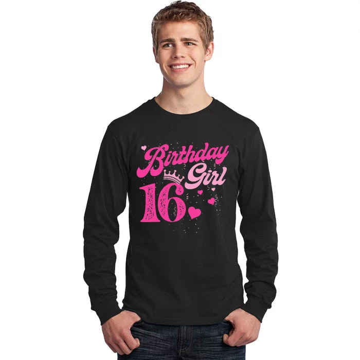 16th Birthday Girl Crown 16 Years Old Bday Tall Long Sleeve T-Shirt