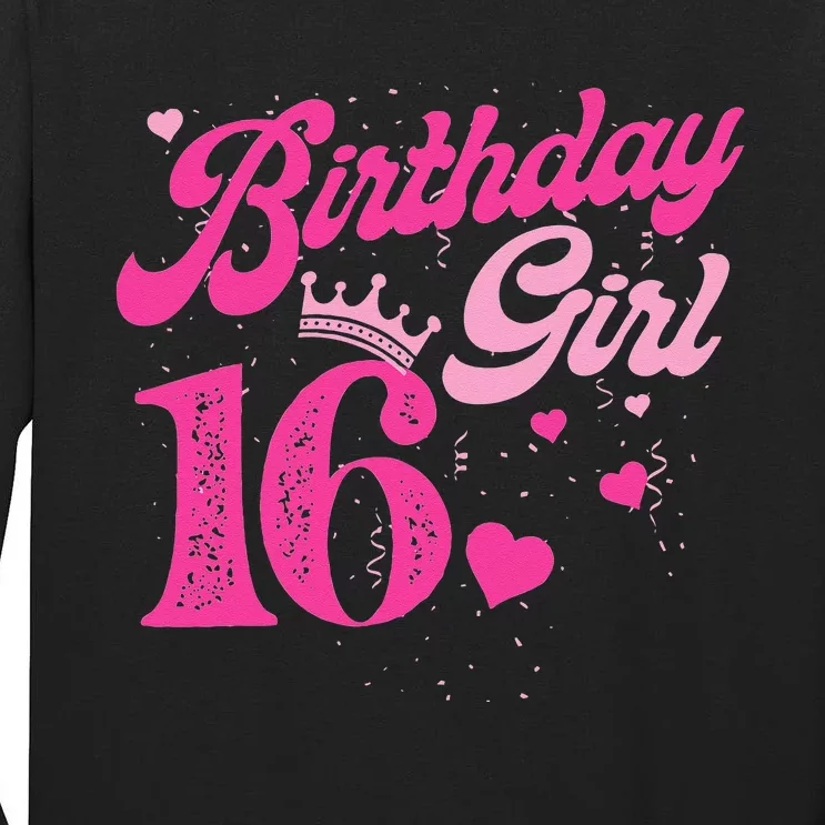 16th Birthday Girl Crown 16 Years Old Bday Tall Long Sleeve T-Shirt