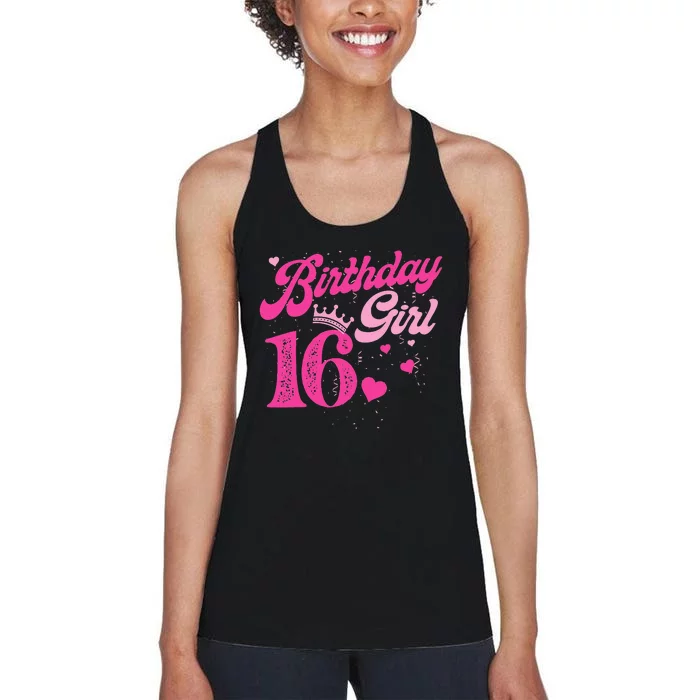 16th Birthday Girl Crown 16 Years Old Bday Women's Racerback Tank