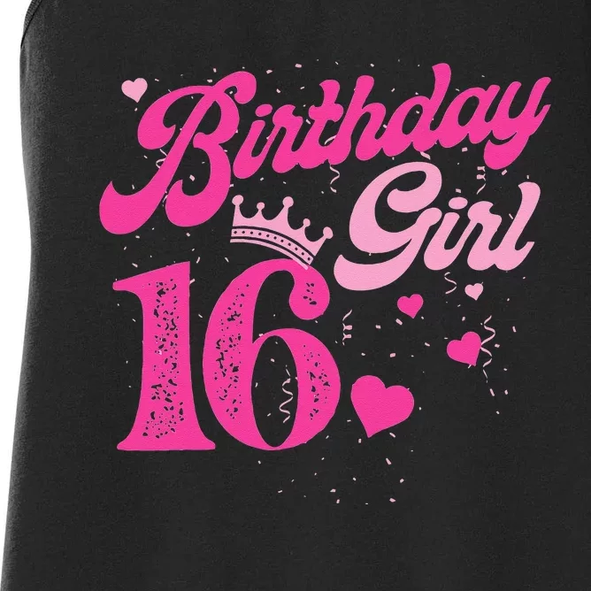 16th Birthday Girl Crown 16 Years Old Bday Women's Racerback Tank