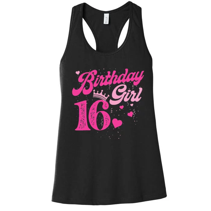 16th Birthday Girl Crown 16 Years Old Bday Women's Racerback Tank