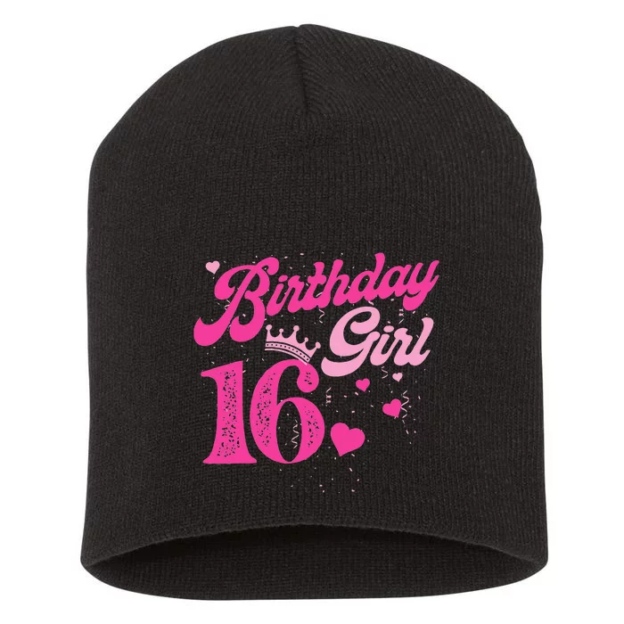 16th Birthday Girl Crown 16 Years Old Bday Short Acrylic Beanie