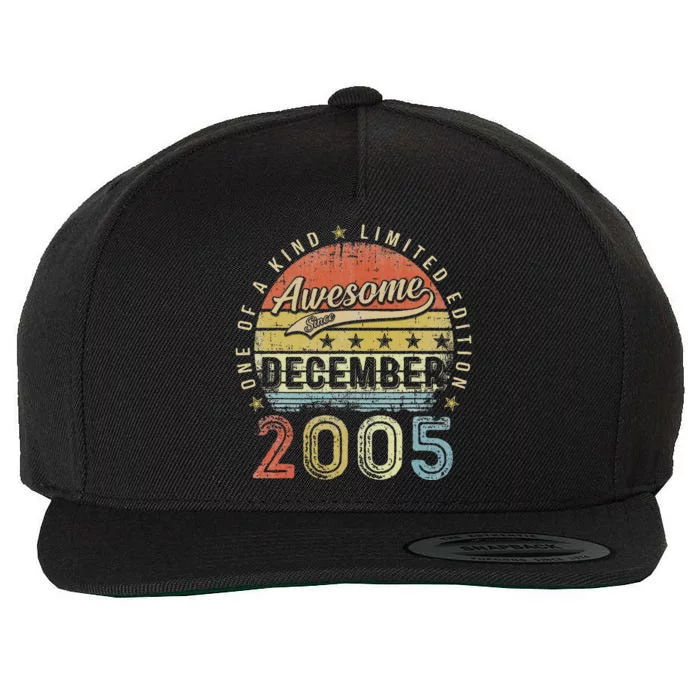 17th Birthday Gift Awesome Since December 2005 17 Year Old Wool Snapback Cap