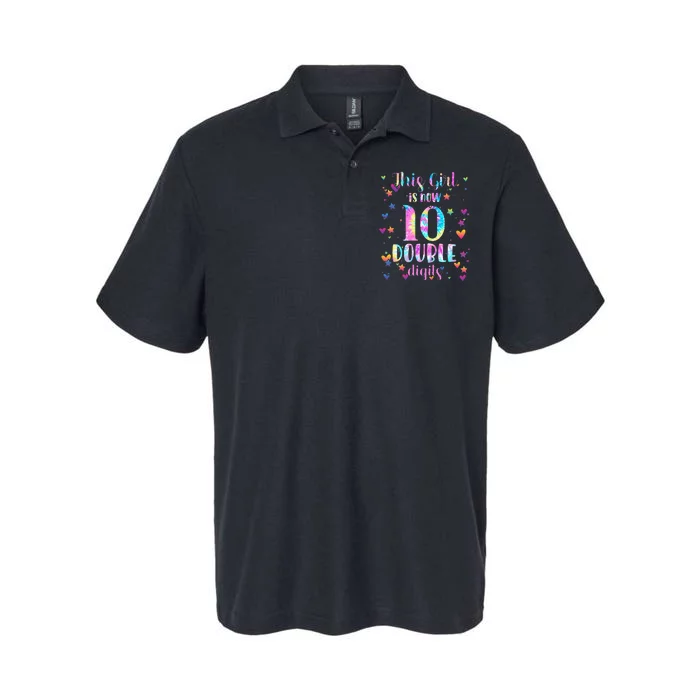 10th Birthday Gift This Girl Is Now 10 Double Digits Tie Dye Softstyle Adult Sport Polo