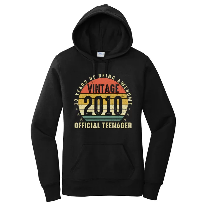 13th Birthday Gifts Vintage 2010 Teenager 13 Years Old Women's Pullover Hoodie