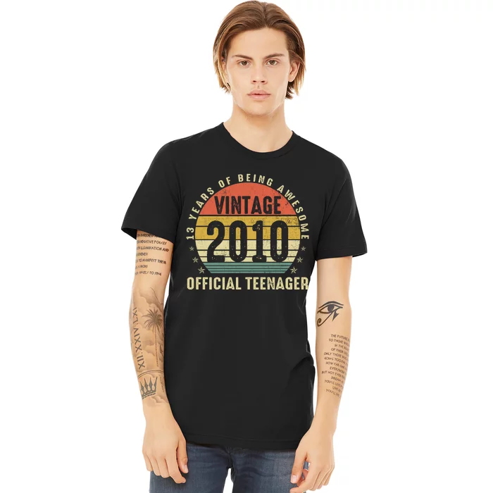 13th Birthday Gifts Vintage 2010 Teenager 13 Years Old Premium T-Shirt