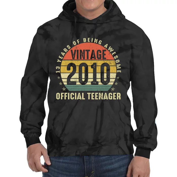 13th Birthday Gifts Vintage 2010 Teenager 13 Years Old Tie Dye Hoodie