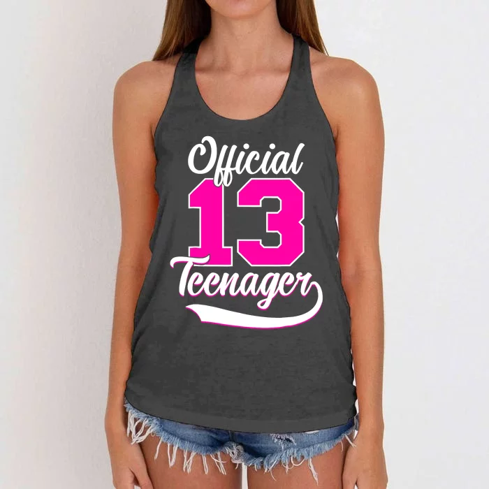 13th Birthday Girls 13 Years Cute Teenager Birthday Women's Knotted Racerback Tank