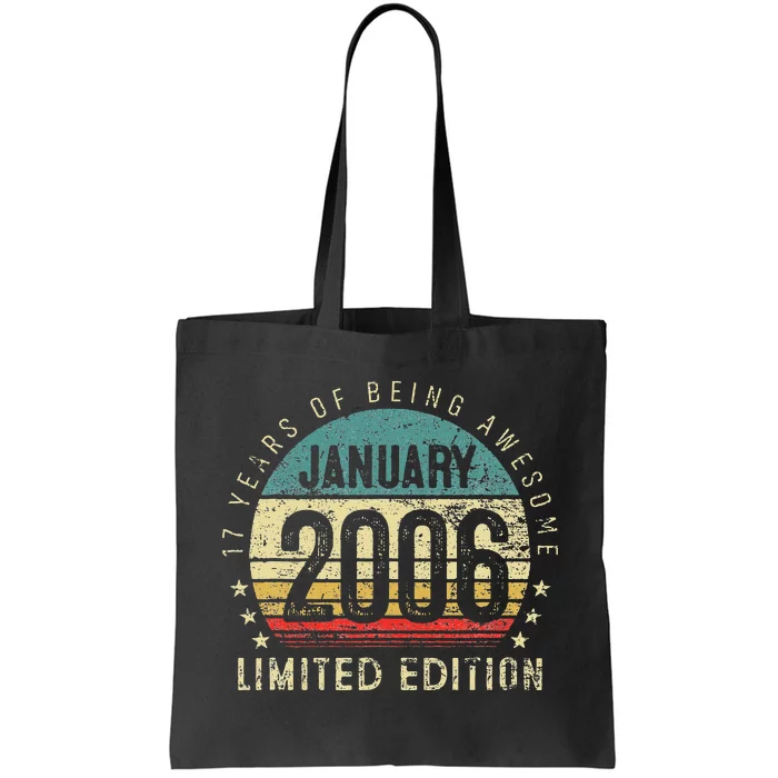 17th Birthday Gift Vintage January 2006 17 Years Old Tote Bag