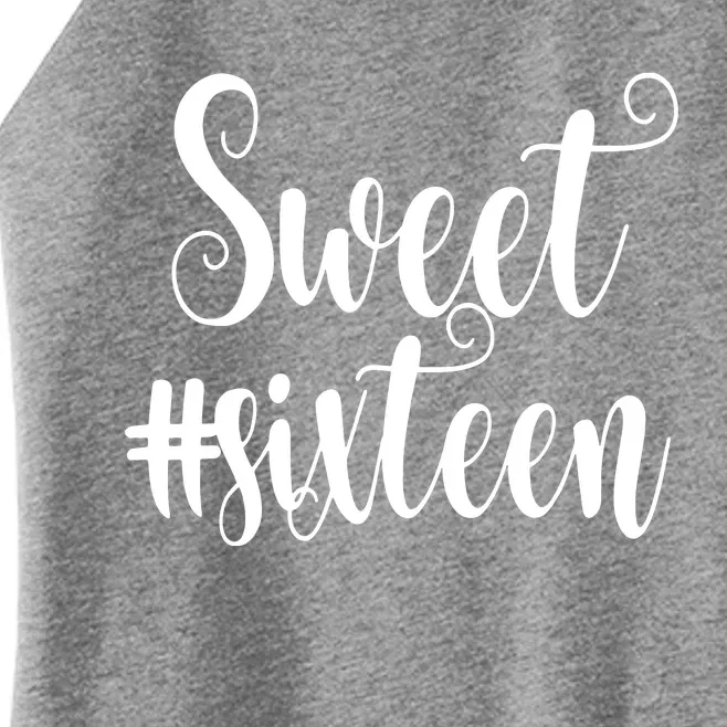 16th Birthday Gift Teen Sweet Sixteen 16 Rose Gold Women’s Perfect Tri Rocker Tank