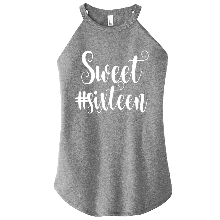 16th Birthday Gift Teen Sweet Sixteen 16 Rose Gold Women’s Perfect Tri Rocker Tank