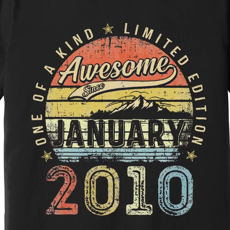 13th Birthday Gift Awesome Since January 2010 13 Year Old Premium T-Shirt