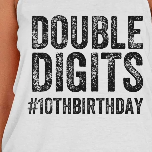 10th Birthday Gifts This  Is Now 10 Double Digits Women's Knotted Racerback Tank