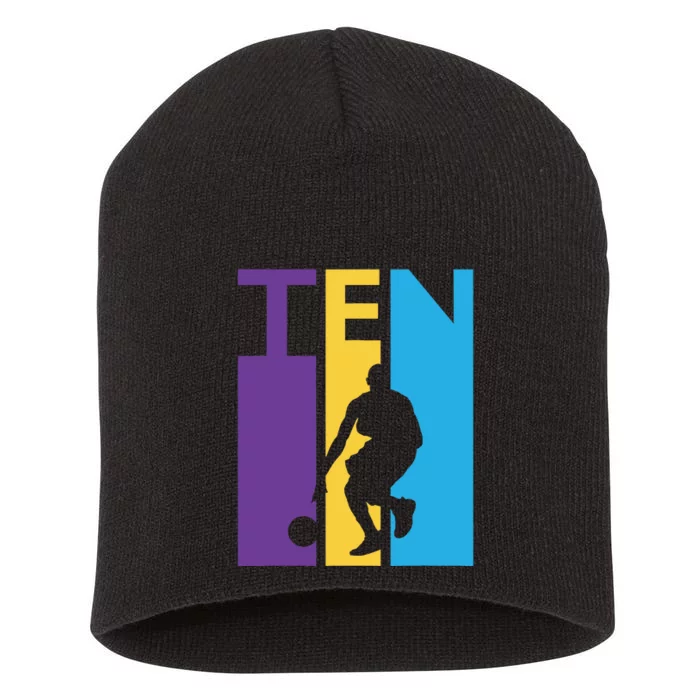 10th Birthday Gift Ten Colorful Basketball 10 Year Old Short Acrylic Beanie