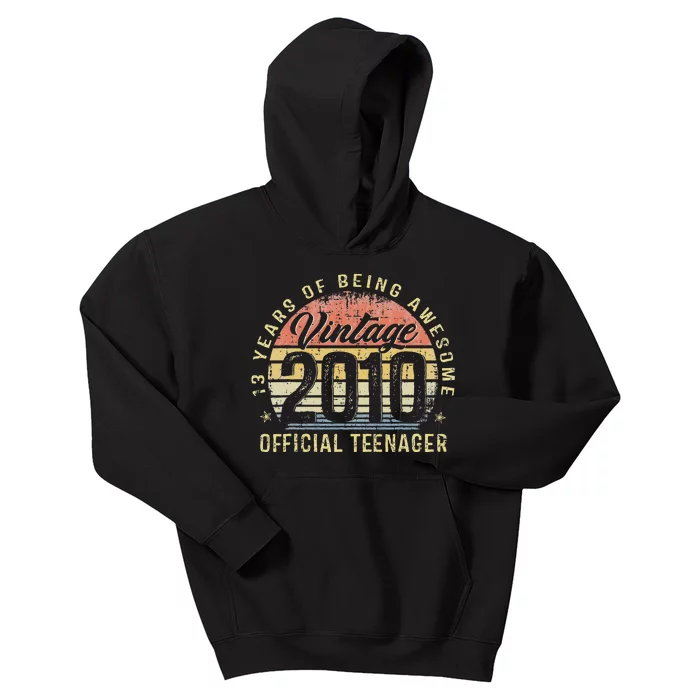 13th Birthday Gifts Vintage 2010 13 Yr Old Kids Hoodie