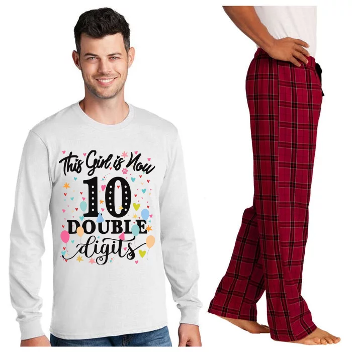 10th Birthday Gifts This Girl Is Now 10 Double Digits Long Sleeve Pajama Set