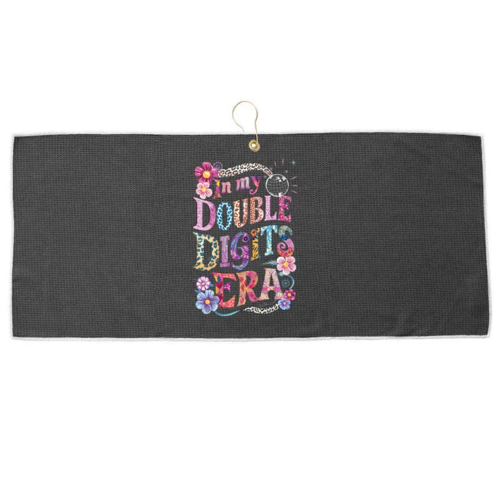 10th Birthday Girl In My Double Digits Era Retro 10 Year Old Large Microfiber Waffle Golf Towel