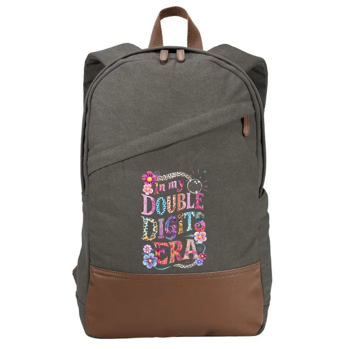 10th Birthday Girl In My Double Digits Era Retro 10 Year Old Cotton Canvas Backpack